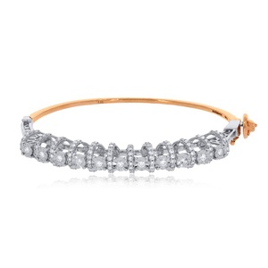 กำไลข้อมือทองคำชมพู 14k ประดับเพชรเลี้ยงในห้องปฏิบัติการ ดีไซน์ลายฉลุแบบคลาสสิกสำหรับผู้หญิง ประณีตด้วยรายละเอียดแบบ Pav อย่างละเอียดอ่อน - Product Image 1