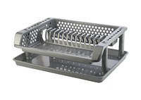 Égouttoir à vaisselle et bols rectangulaire moderne à 1 niveau en plastique durable, non pliable, avec conception détachable et plateau au sol