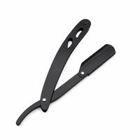 Rasoir droit pliant professionnel pour hommes, en acier inoxydable noir antique, à lame unique, personnalisable avec logo, pour barbier, non jetable