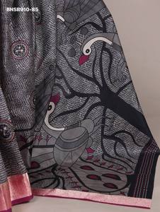 Ocassional wear Excellent Quality Tassar Silk With Viscose Border & Printed <b>Saree</b>-<b>Blouse</b> Collection Supplier from India - Product Image 5