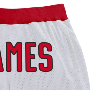 <b>Men</b> White <b>Red</b> Sublimated Mesh Basketball <b>Shorts</b> Digital Print Polyester Sports <b>Shorts</b> Performance Team Training Clothing - Product Image 6
