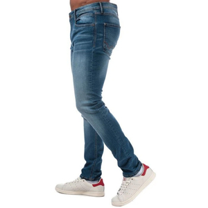 <b>Men</b> Slim Fit <b>Stretch</b> Denim Jeans Mid Blue Tapered Leg Distressed Washed Casual Fashion Jeans OEM Custom - Product Image 3