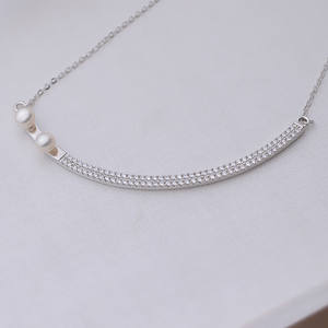 S925 <b>Silver</b> <b>Necklace</b> for Women Personalized Chain with <b>Butterfly</b> Knot Fancy Pearl Crystal Empty Holder DIY Accessory - Product Image 2