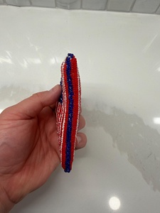 Handmade Beaded Coin Purse American Flag Design Mini Handmade USA Red White <b>Blue</b> Seed <b>Bead</b> Embroidery Zipper mini Pouch Small - Product Image 3