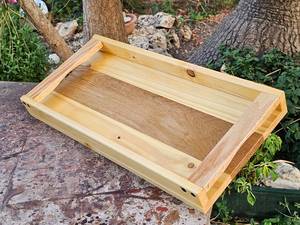 Plateau de service en bois moderne, forme rectangulaire, poignée polie, passe au lave-vaisselle, pour la cuisine et les réceptions - Product Image 2