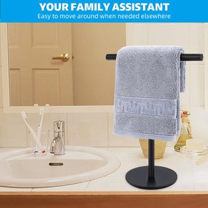 Porte-serviettes autoportant en métal avec crochet, design minimaliste pour salle de bain et spa - Product Image 6