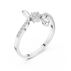 Diseño de banda entrelazada/torcida con pequeños diamantes a lo largo de la banda (estilo pavé) Acabado en oro rosa sobre plata 925 - Product Image 6