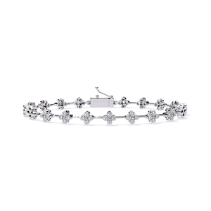 Pulsera Clásica de Cadena con Flores de Diamantes, Unisex, para Uso Diario, Regalo de Compromiso, Engaste de Garra, Corte Esmeralda, Joyería de Oro con Diamantes Cultivados en Laboratorio - Product Image 1