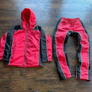 Ensemble de survêtement plissé 2 pièces en nylon respirant pour homme – Coupe-vent et pantalon décontracté – Tenue de sport pas chère - Product Image 2