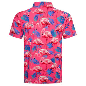 Camiseta Polo Personalizada con Estampado de Flamencos para Hombre, Camiseta Casual de Golf de Manga Corta Transpirable de Poliéster para Verano, Suministro al por Mayor OEM - Product Image 2