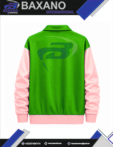 Alfa |   Kapa |   Chaqueta Varsity Alpha Sorority Skee Wee Pretty Girls, Color Verde y Rosa, Cierre de Cremallera Frontal, Logotipo AKA, Chaqueta para Mujer - Product Image 6