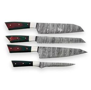 Handmade 4-Piece Damascus Steel Chef <b>Knives</b> with Customized Handle <b>Sharp</b> Serrated Edge for Multi-Purpose Eco-Friendly - Product Image 1