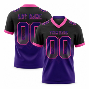 เสื้อฟุตบอลทีมแบบซับลิเมชั่นสั่งทำพิเศษพร้อมชื่อทีม ขายส่งเสื้ออเมริกันฟุตบอลสีทีม ผ้าโพลีเอสเตอร์แห้งเร็ว คอวี แขนสั้น - Product Image 4