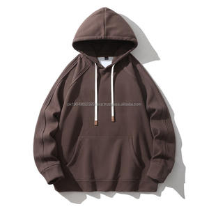 Sudaderas con capucha de cuello redondo informales de manga larga sueltas para hombres europeos y americanos, jersey de Bolsillo grande en blanco con estampado de logotipo personalizado - Product Image 4