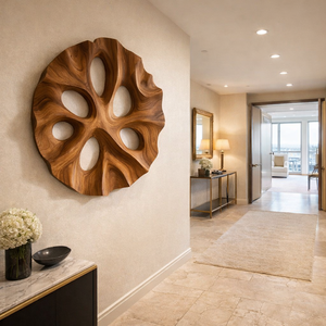 Escultura de Madera Sólida, Arte de Pared de Diseño Moderno y Lujoso para Decoración de Interiores de Sala de Estar, Relieve de Pared Tallado a Mano - Product Image 5