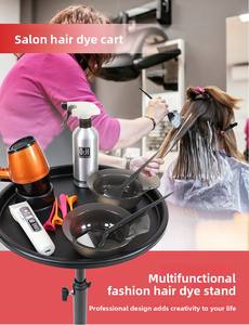 Chariot de coiffure à roulettes 5 roues réglable en acier inoxydable robuste avec logo personnalisé pour salon de coiffure et coloration des cheveux - Product Image 6