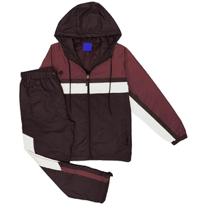 Two Piece Men's Gym Wear Windbreaker Sets Eco-Friendly Nylon/Polyester Full Zip <b>Up</b> Windbreaker Suits With Drawstring Waist Pant - Product Image 1