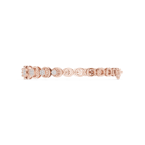 Bracelet en or rose massif 9K 10K 14K 18K avec diamants CVD de laboratoire DEF, motif cercle et diamants en grappe, style mode, pour femme - Product Image 4