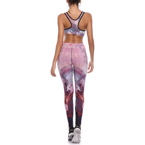 Ensemble de sport pour femme : soutien-gorge de yoga à imprimé étoiles et leggings, dos nageur, col ras du cou, maintien moyen, respirant, pour le yoga - Product Image 3