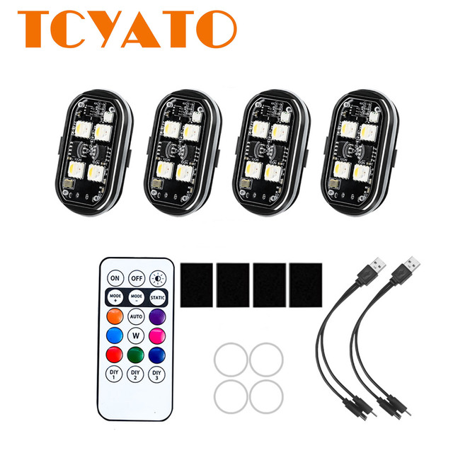 TCYATO RGBStrobe Lights Wireless Position Led Lights for Motorcycle Aircraft Airplane Helicopter Warning Led Headlights for Cars