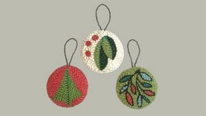 Juego de Adornos Colgantes con Bordado Zari, Diseño de Hojas y Bayas, Decoración de Pared, Decoración Festiva para el Hogar, Adorno para Árbol de Navidad - Product Image 1