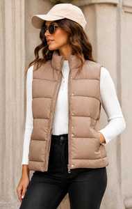 OEM Custom Logo <b>Womens</b> Shiny Ice Blue Puffer <b>Vest</b> Lightweight Quilted Winter Outerwear - Product Image 2