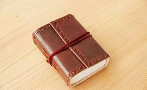 <b>Mini</b> Eco-Friendly Genuine Leather Antique Imitation Journal Keychain Handmade <b>Notebook</b> Pocket Diary Travel Notes Holder Gift - Product Image 4