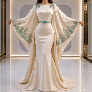 Luxury Embroidered <b>Satin</b> Modest Kaftan Evening Gown Women Elegant Arabic Maxi Dress Regular Sleeves Formal Dubai Style <b>Abaya</b> - Product Image 3