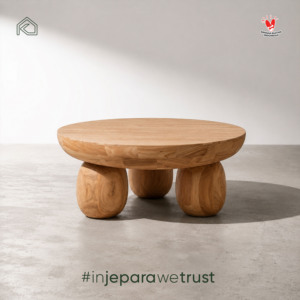 Mid-Century <b>Round</b> Solid Teak Coffee <b>Table</b> Handmade Jepara Wood Organic Living Room Furniture Natural Accent <b>Table</b> for Cozy - Product Image 6