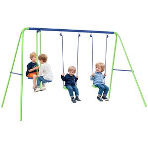"Outdoor Heavy Duty Metal <b>Swing</b> Set with Glider & 2 Seats Adjustable Height A-<b>Frame</b> PP Material" - Product Image 1