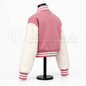 Custom <b>Women</b>’s Cropped Varsity <b>Jacket</b> Pink Letterman Bomber <b>Jacket</b> Embroidered College Style <b>Jacket</b> - Product Image 4