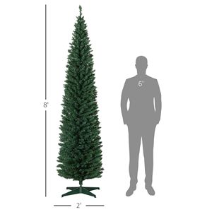 Albero di Natale Artificiale Sottile da 2,4 m con Rami Realistici e Luci LED Bianche Calde, Albero Verde a Forma di Matita - Product Image 3