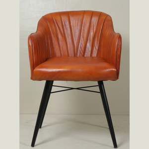 Silla de Comedor de Cuero Premium Color Marrón con Tapicería Hecha a Mano y Patas de Metal Resistentes a Precio de Exportación - Product Image 6