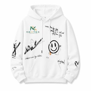 Sweat-shirt à capuche personnalisé avec visage souriant graffiti, streetwear pour hommes et femmes, sweat-shirt surdimensionné, imprimé doodle - Product Image 2