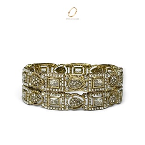 High Quality Indian Wedding Zircon <b>Stone</b> Bangles Antique Gold Plated <b>Bracelet</b> Collection Factory Direct at Wholesale Price - Product Image 4