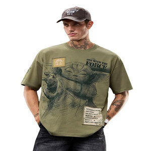 <b>Men's</b> Olive Green Short Sleeve Round Collar Regular Fit Solid Casual T-Shirt 100% Cotton Anti-Pilling Quick Dry - Product Image 1
