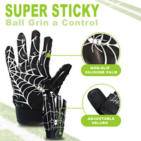 Gants de gardien de but en latex noir à motif toile d'araignée, avec sangle de poignet réglable, protection complète des doigts, évacuation de l'humidité et adhérence optimale