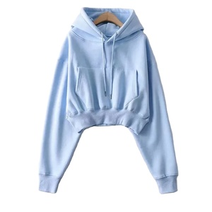 Sweats à capuche de sport super doux pour femmes, hauts d'entraînement courts, motif brodé 3D, respirant, à capuche, coupe ample, hauts courts pour l'hiver - Product Image 3