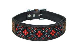 Collier pour chien en cuir véritable fait main avec motif géométrique perlé, boucle rembourrée, style western classique, utilisable toute l'année - Product Image 4