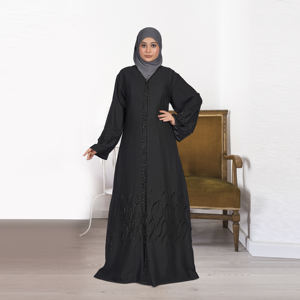Abaya Islámica Modesta Nida para Eid, Corte Holgado con Detalle de Ondas de Cristal en las Mangas, Corte Recto Elegante, Largo hasta el Suelo, Ropa para Mujer - Product Image 2