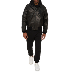 Chaqueta de Cuero Genuino de Piel de Vaca con Grabado de Avestruz para Hombre, Cuello Vuelto, Patrón de Puntos Grabados, Bordado Personalizado, Corte Holgado - Product Image 2