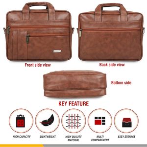 Genuine <b>Leather</b> Men's <b>Soft</b> Messenger <b>Bag</b> with Zipper Closure Lightweight & Durable Design for Business Travel - Product Image 3