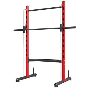 Panca Multifunzione Regolabile per Sollevamento Pesi con Barra per Trazioni e Rack per Squat, Colore Rosso - Product Image 1
