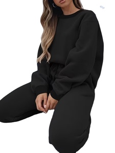 Women's Summer Short Long Sleeve Hoodie Regular Casual Pants Set 2pcs Light-Gray Sweatshirt Sweatpants 100% Cotton Fleece - Product Image 5