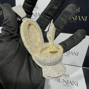 Colgante de baño de baño de plata S925 chapado en oro con diamantes de moissanita VVS, joyería hip hop personalizada, dijes finos para hombre, fiesta, IGI - Product Image 6