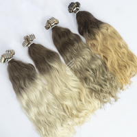 Bande brute dans les extensions de cheveux humains 40 pouces cheveux indiens bruts ondulés Ombre blond clair