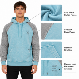 Sweat-shirt à manches raglan multicolores pour homme, en coton lourd, avec cordon de serrage personnalisé, pantalon de survêtement pour homme - Product Image 6