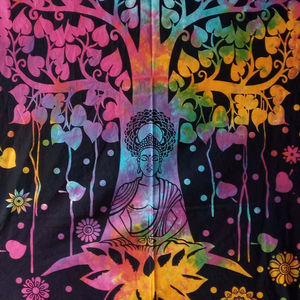 Tapiz de Pared con Diseño de Cartas del Tarot, Decoración de Puerta de Algodón, Póster Pequeño Impreso con Loto y Buda, Hermoso y Hecho a Mano por Artistas Indios - Product Image 1