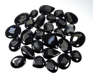 Ágata Druzy Negra Natural Pulida, Formas Mixtas, Tamaño Personalizado, Diámetro del Orificio, Cabujón de Piedra Preciosa para Joyería, GEMAS ORGÁNICAS - Product Image 6
