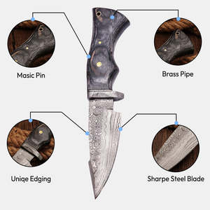 Cuchillo de Caza Personalizado Hecho a Mano de Acero Inoxidable de Grado Industrial para Acampar y Cazar, con Funda de Cuero, Mini Cuchillo para Desollar - Product Image 3